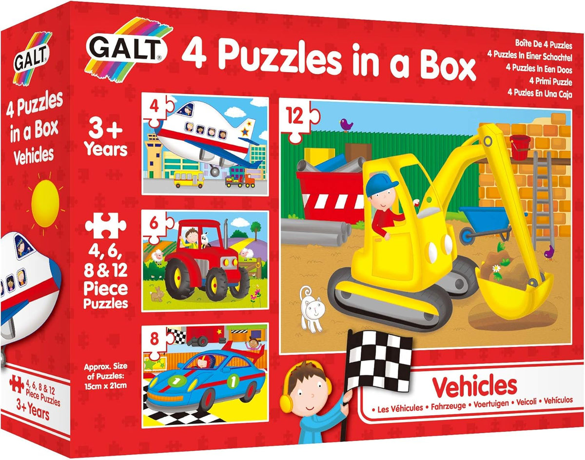 Galt - 4 Puzzles In A Box - Vehicles