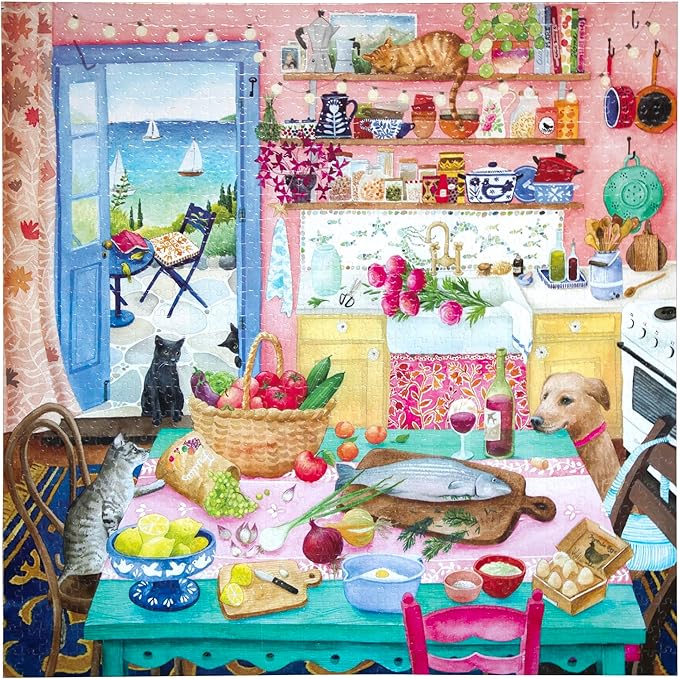 eeBoo: Pink Kitchen Square Puzzle - 1000pc