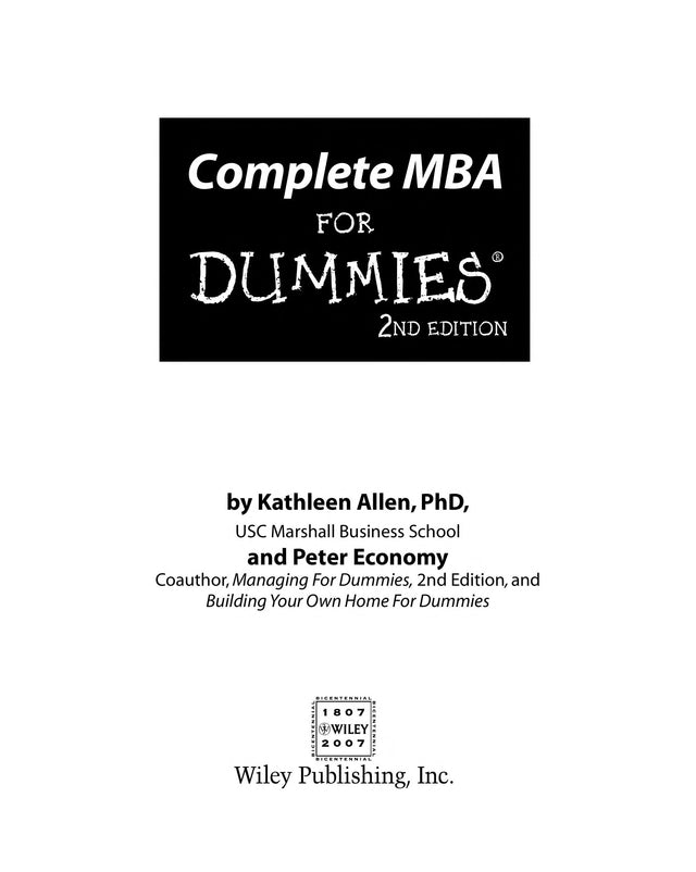 Complete MBA For Dummies