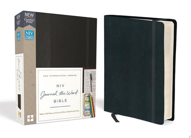 NIV, Journal the Word Bible (Perfect for Note-Taking), Hardcover, Black, Red Letter, Comfort Print