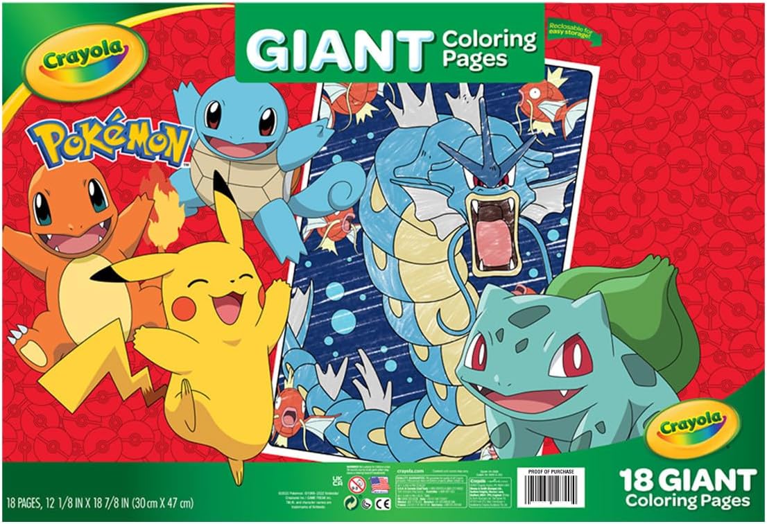 Crayola Giant Coloring Pages Foldalope Pokemon 18 Pages