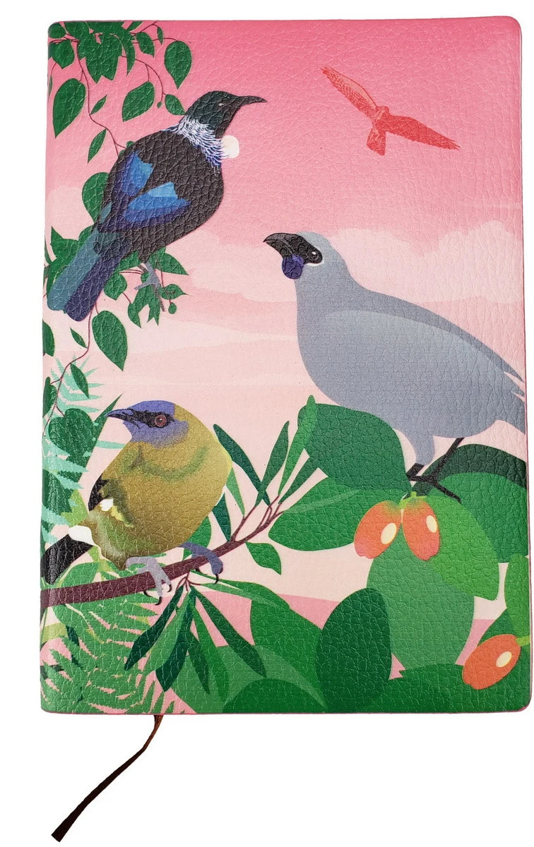 Native Birds A5 Notebook - Pink