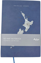 New Zealand Map A5 Notebook - Navy