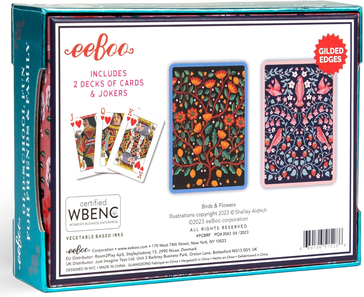eeBoo: Playing Cards - Birds & Flowers (Set of 2)
