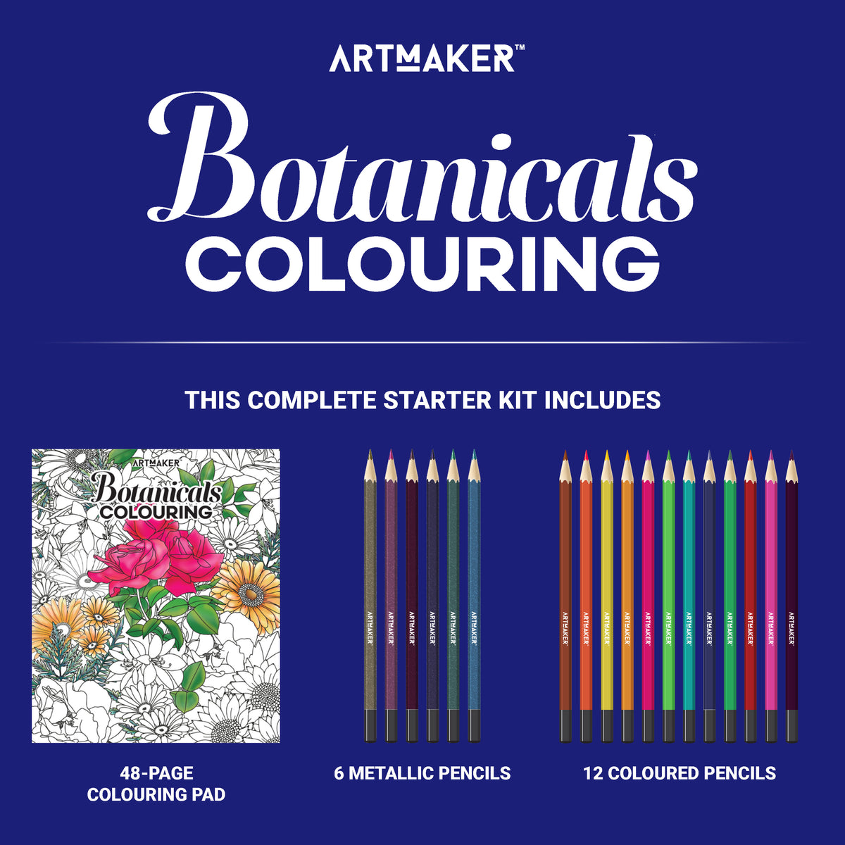 Hinkler: Art Maker - Studio Botanicals Colouring Kit