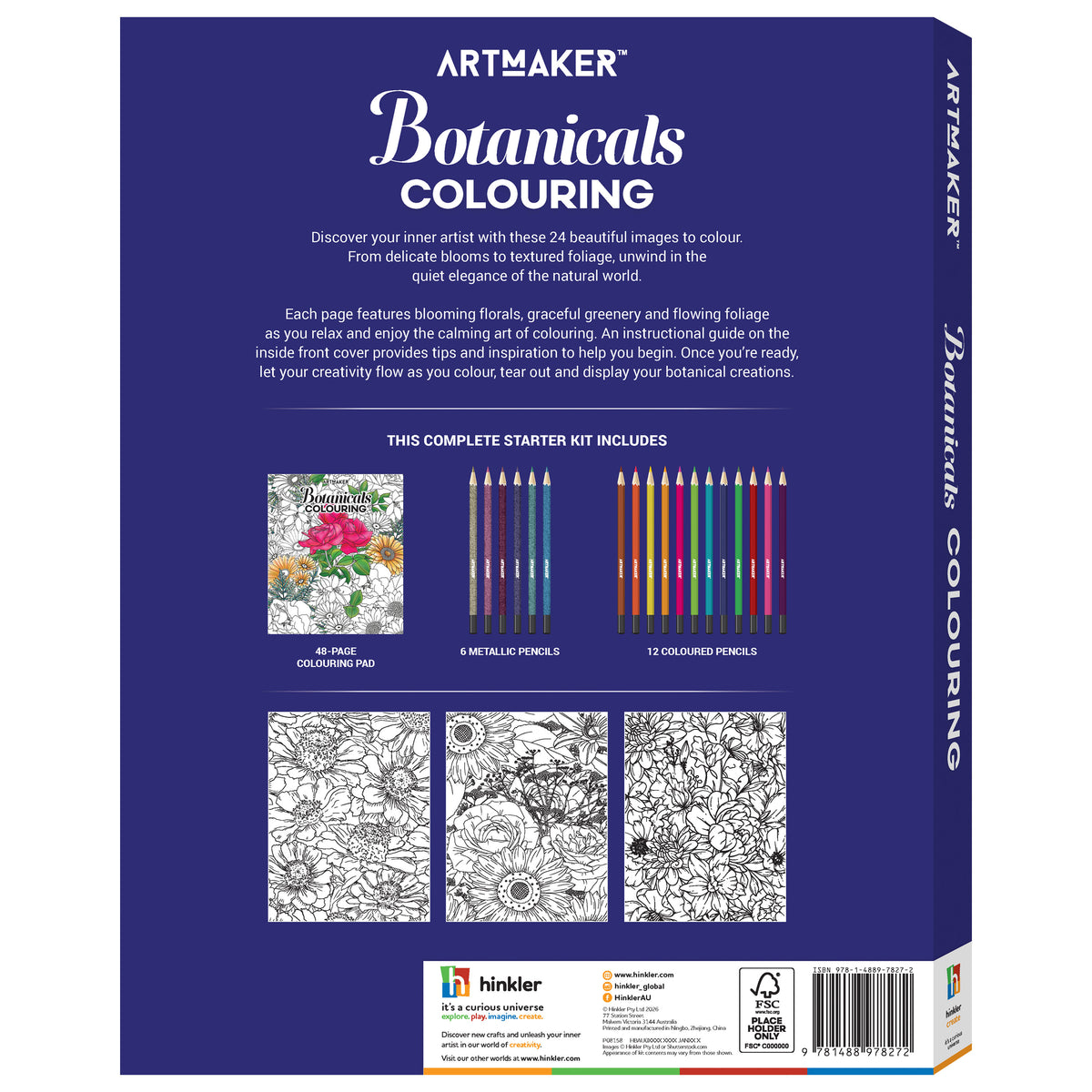 Hinkler: Art Maker - Studio Botanicals Colouring Kit