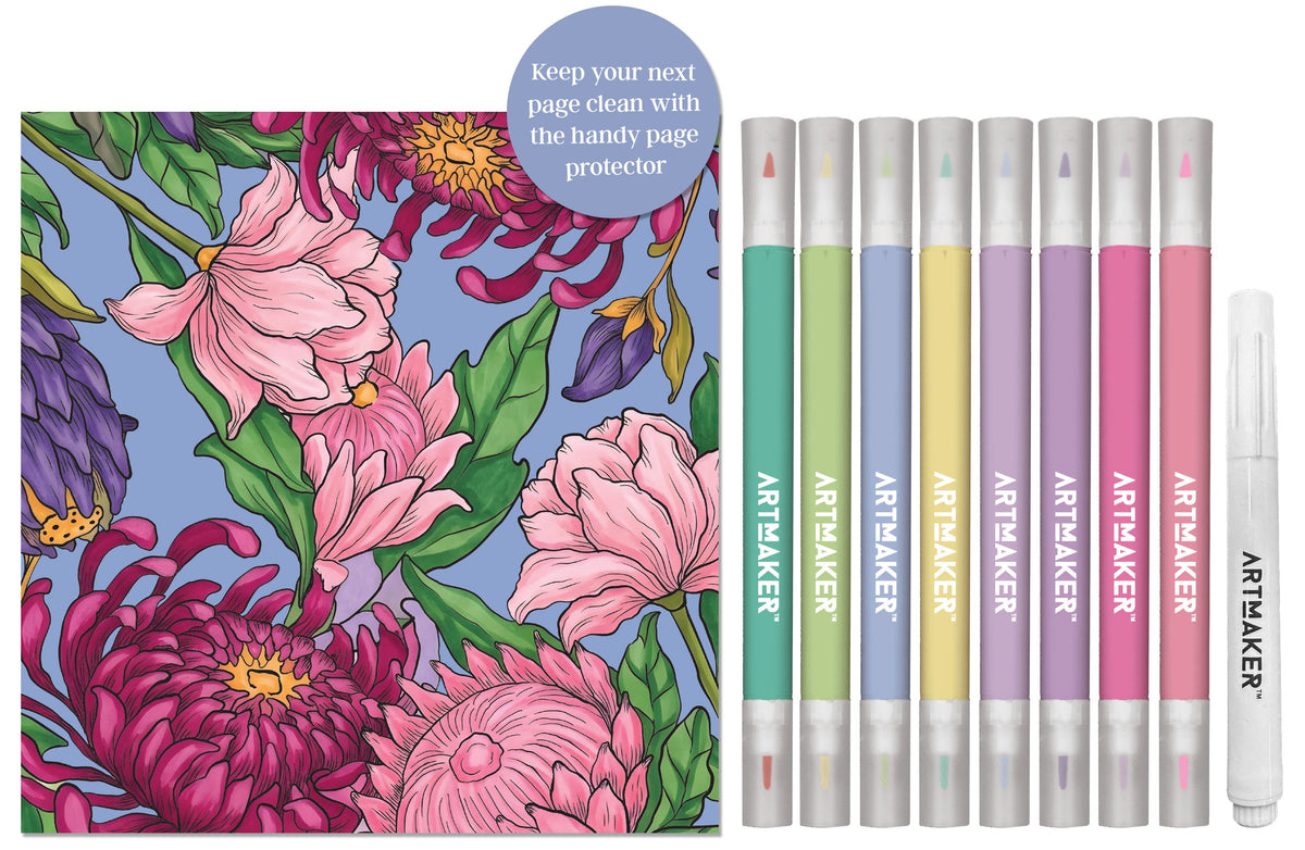 Hinkler: Art Maker - Floral Blooms Coloring Kit