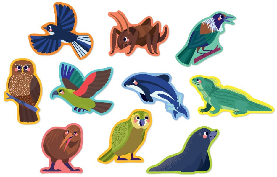 Crocodile Creek: Let's Begin Canister Puzzle - NZ Animals (10 x 2pc)