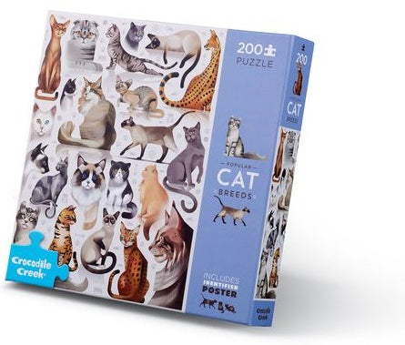 Crocodile Creek: Cat Breeds Animals Puzzle - 200pc