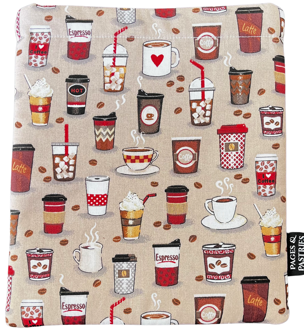 Pages & Pastries: Large Book Sleeve - Coffee