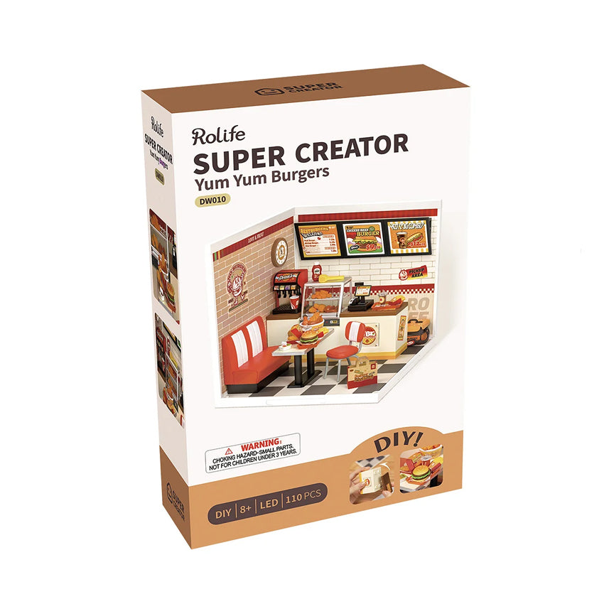 Rolife Yum Yum Burgers DIY Plastic Miniature Puzzle - (DW010)