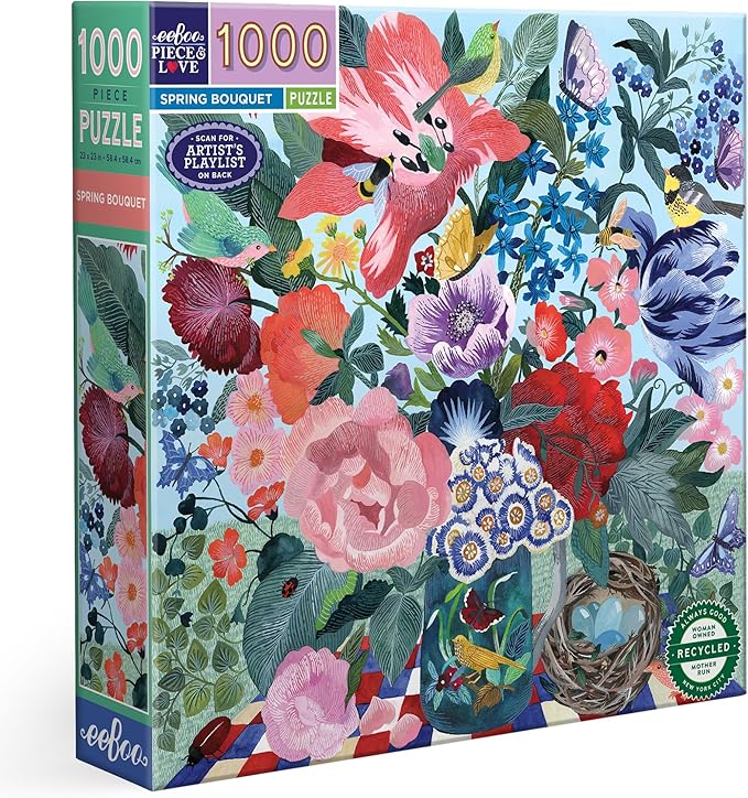 eeBoo: Spring Bouquet Square Puzzle - 1000pc