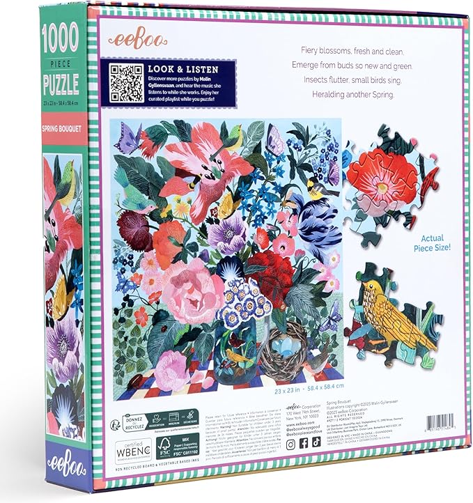 eeBoo: Spring Bouquet Square Puzzle - 1000pc