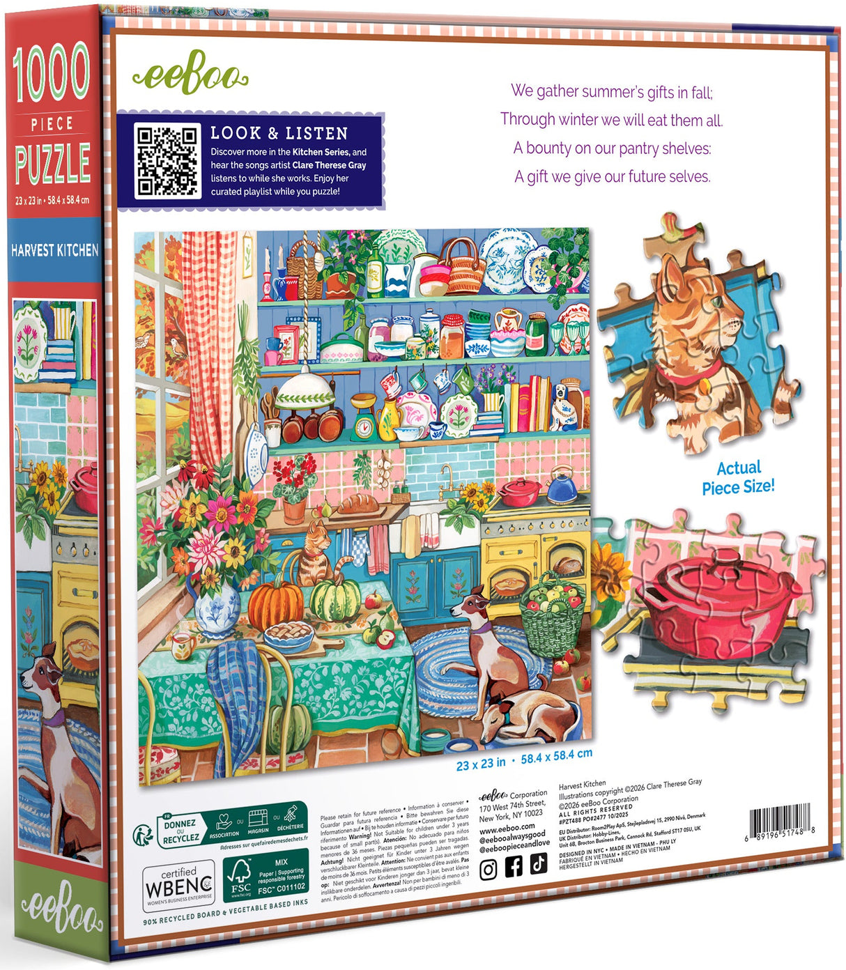 eeBoo: Harvest Kitchen Square Puzzle - 1000pc