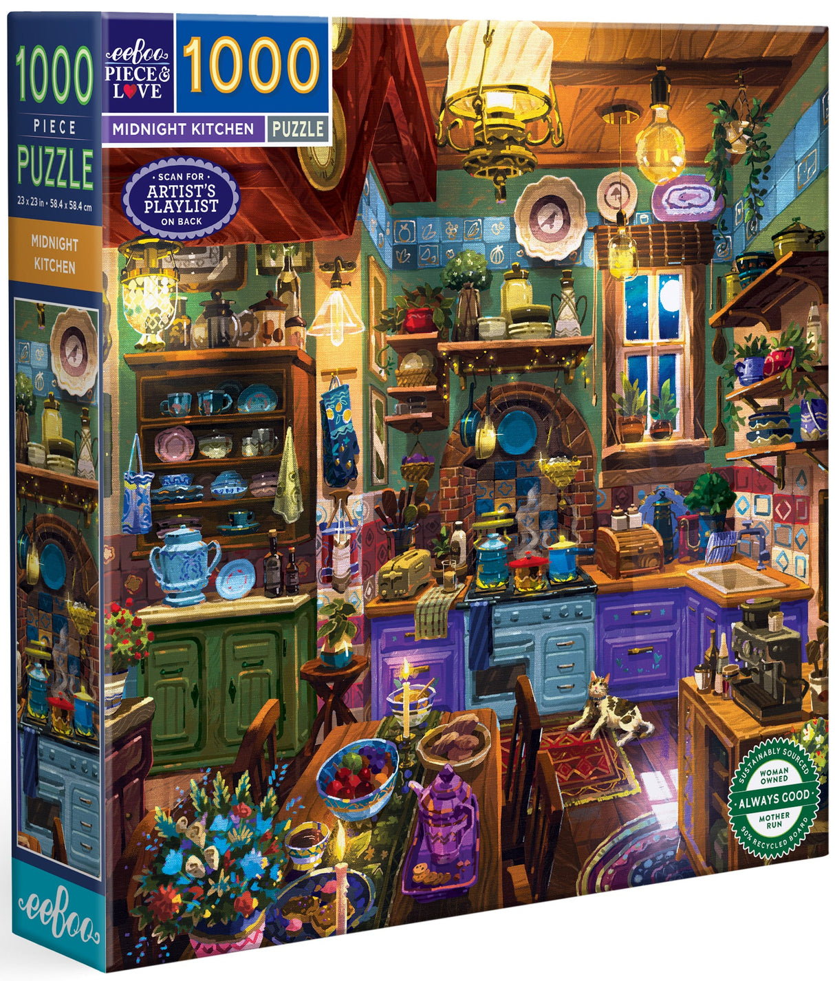 eeBoo: Midnight Kitchen Square Puzzle - 1000pc