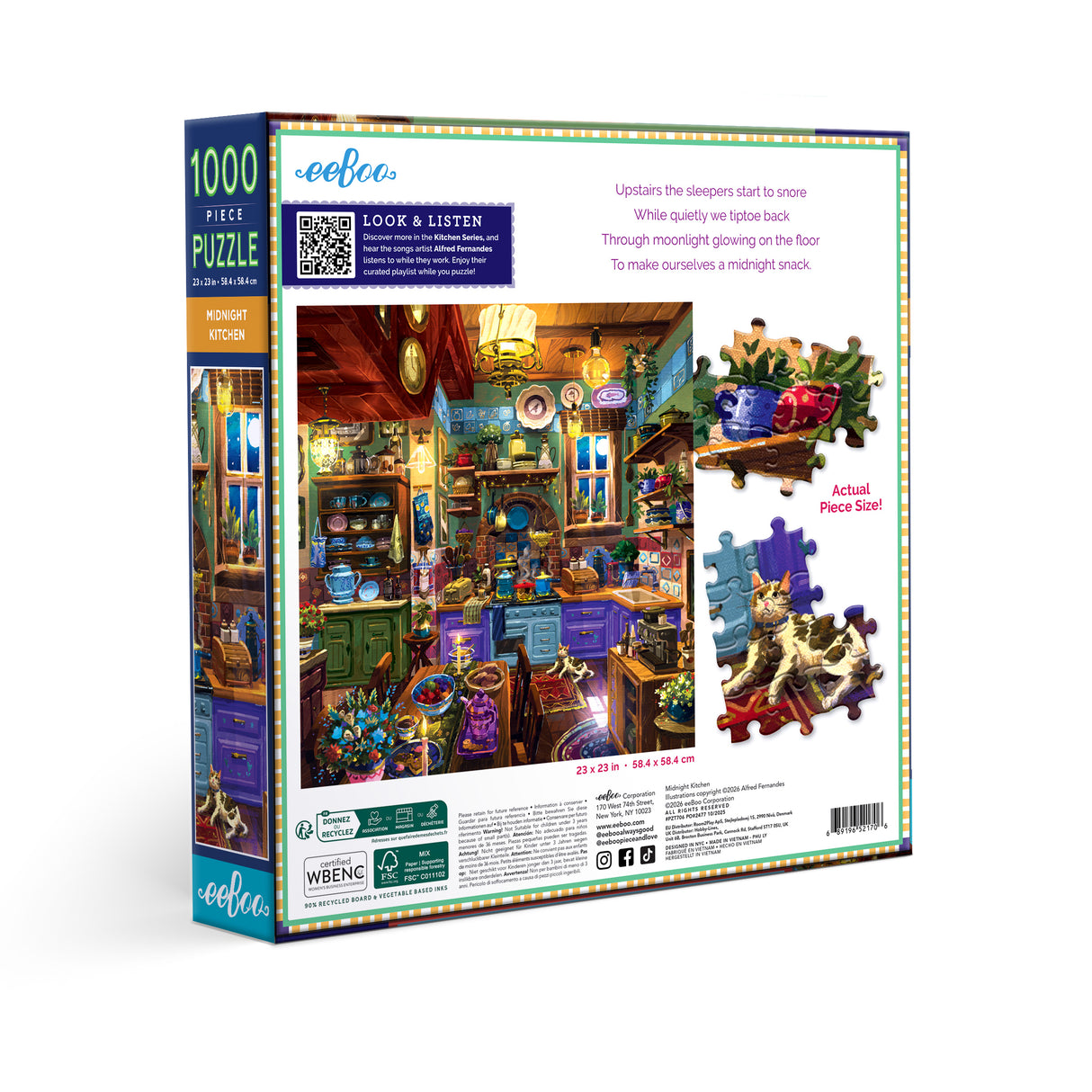 eeBoo: Midnight Kitchen Square Puzzle - 1000pc