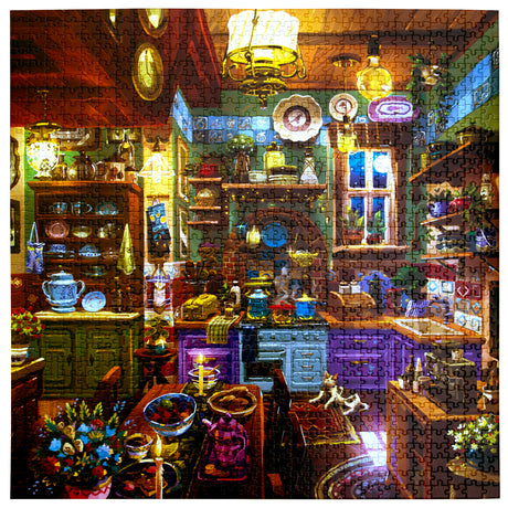 eeBoo: Midnight Kitchen Square Puzzle - 1000pc