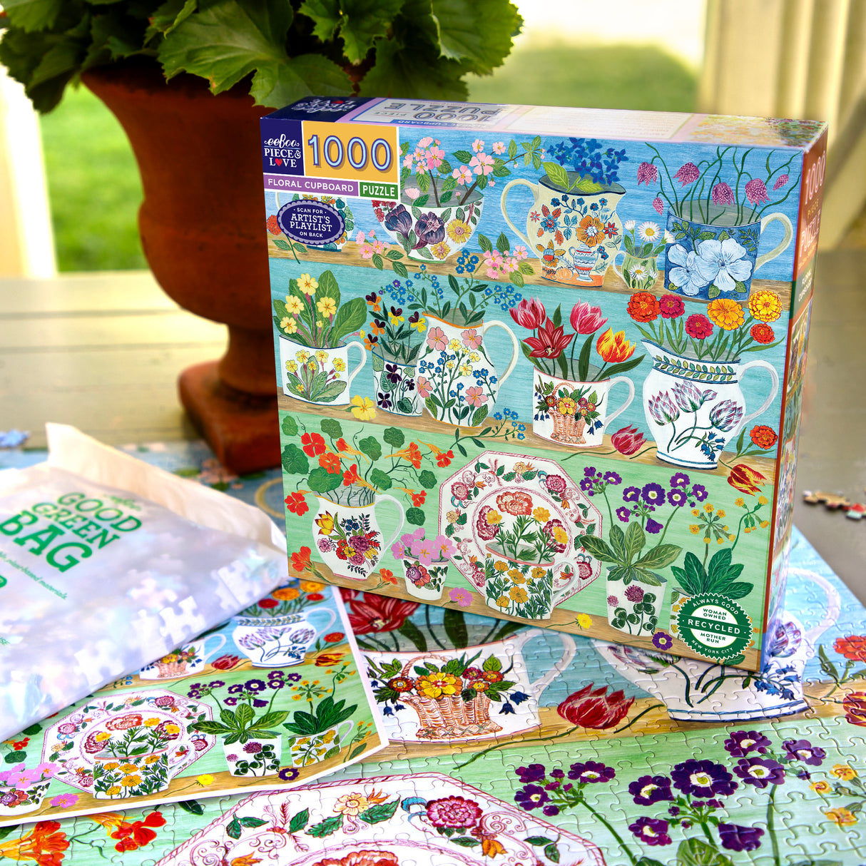 eeBoo: Floral Cupboard Square Puzzle - 1000pc