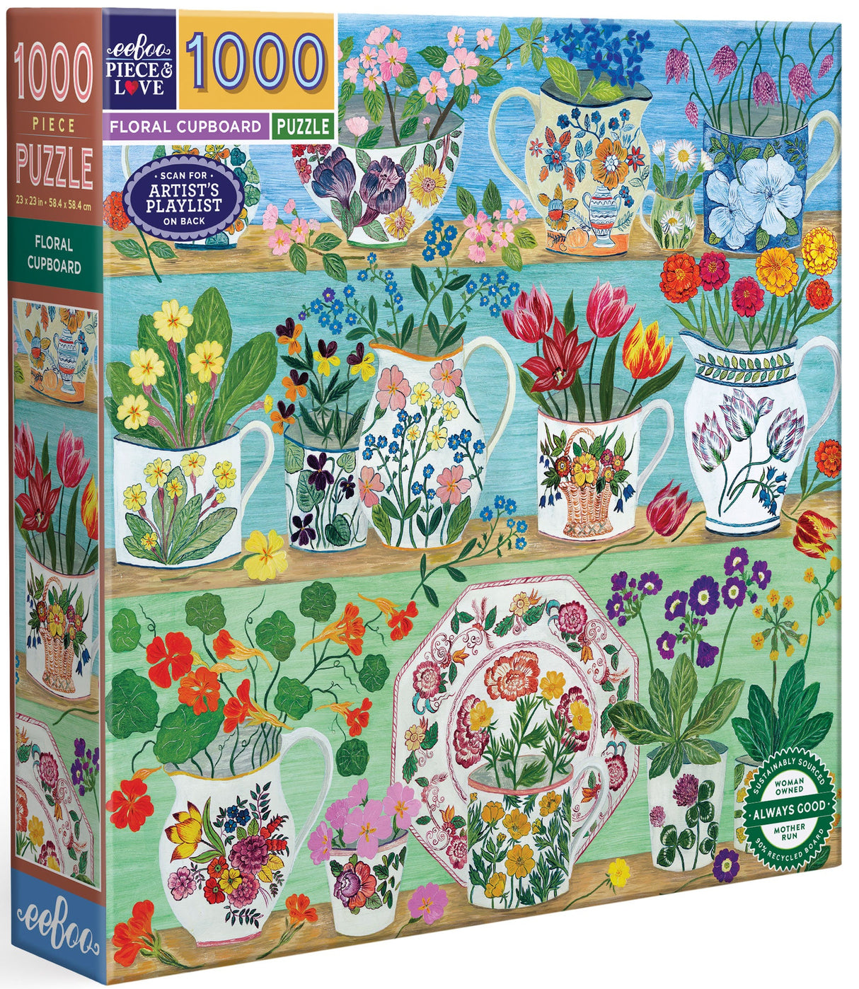 eeBoo: Floral Cupboard Square Puzzle - 1000pc