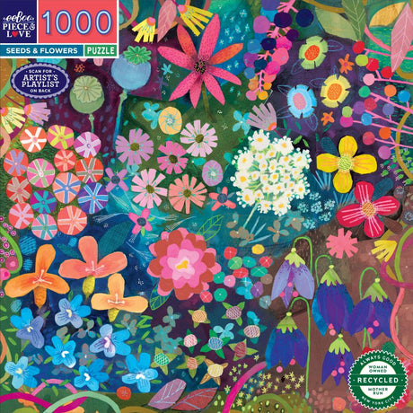 eeBoo: Seeds & Flowers Square Puzzle - 1000pc