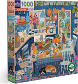 eeBoo: Blue Kitchen Square Puzzle - 1000pc