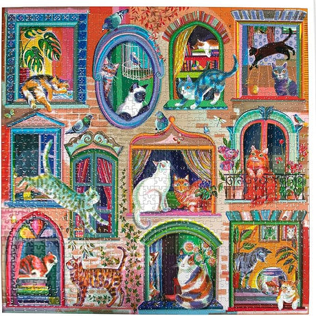eeBoo: Cats in Window Square Puzzle - 1000pc