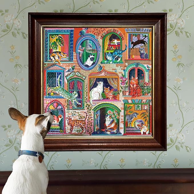 eeBoo: Cats in Window Square Puzzle - 1000pc