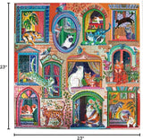 eeBoo: Cats in Window Square Puzzle - 1000pc