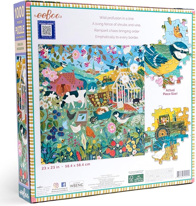 eeBoo: English Hedgerow Square Puzzle - 1000pc