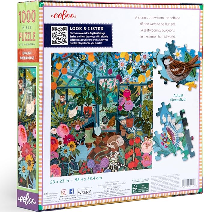 eeBoo: English Greenhouse Square Puzzle - 1000pc