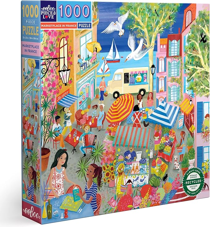 eeBoo: Marketplace in France Square Puzzle - 1000pc