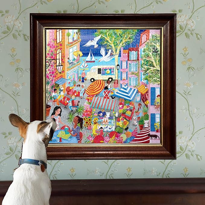 eeBoo: Marketplace in France Square Puzzle - 1000pc