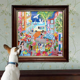 eeBoo: Marketplace in France Square Puzzle - 1000pc