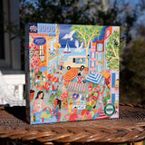 eeBoo: Marketplace in France Square Puzzle - 1000pc