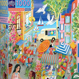 eeBoo: Marketplace in France Square Puzzle - 1000pc
