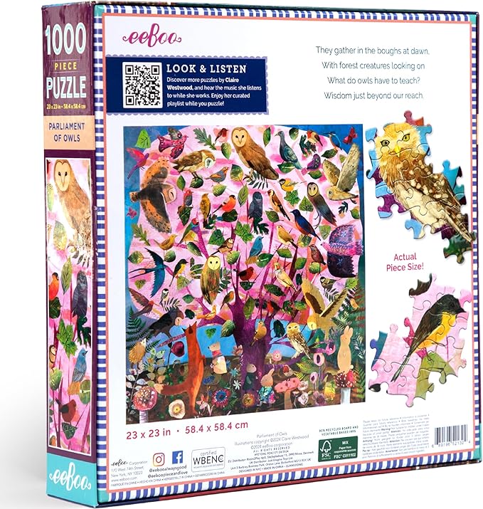 eeBoo: Parliament of Owls Square Puzzle - 1000pc