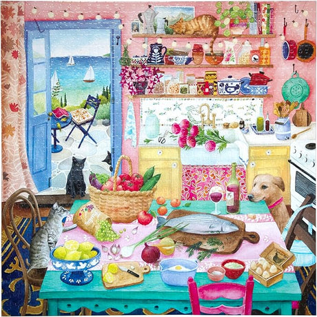 eeBoo: Pink Kitchen Square Puzzle - 1000pc
