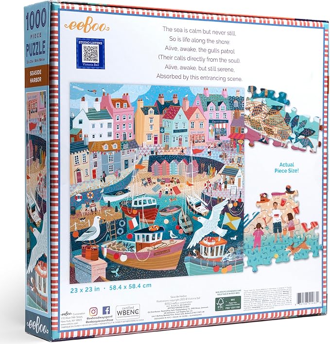 eeBoo: Seaside Harbor Square Puzzle - 1000pc