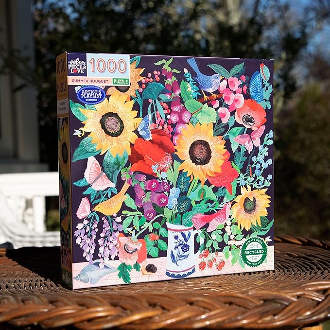 eeBoo: Summer Bouquet Square Puzzle - 1000pc