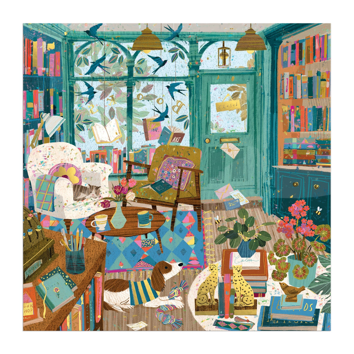 Galison Bookshop Afternoon Foil Puzzle - 500 Piece