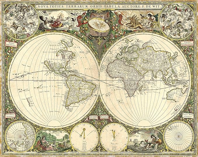 Mindbogglers Gold 1500pc Jigsaw Puzzle - Vintage World Map