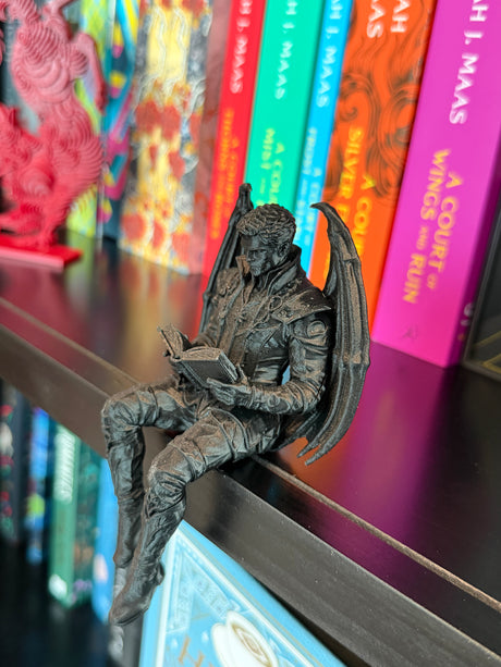 Winged Fae Reading Figurine - Black