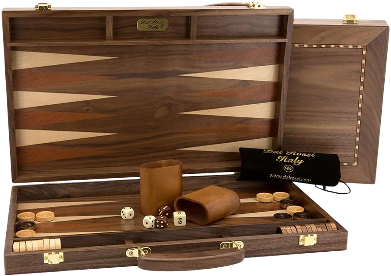 Dal Rossi: 15" Walnut Backgammon Set
