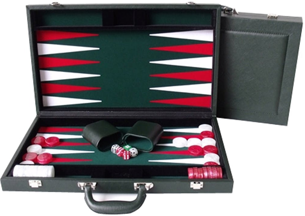 Dal Rossi: 15" Green PU Leather Backgammon Set