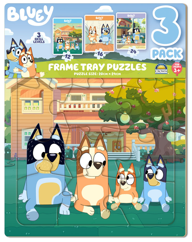Bluey Frame Tray Puzzles - 3 Pack (12/16/24 Pieces)