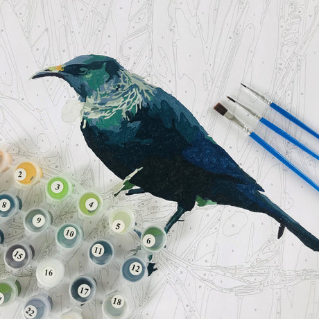 Kiwi Paint By Numbers - Tui in Flax Bush
