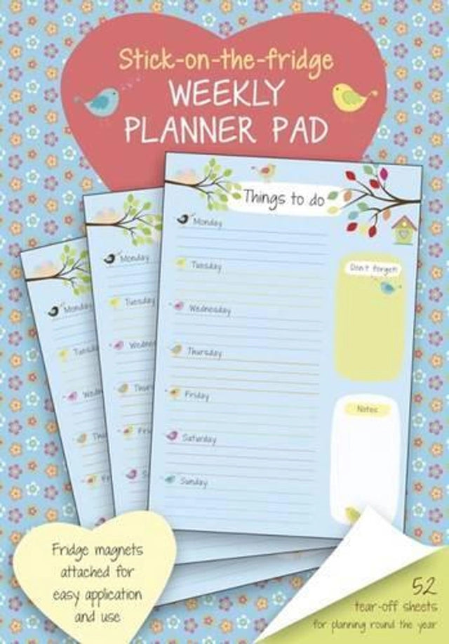 Stick-on-the-fridge Weekly Planner Pad: Cute Birdies