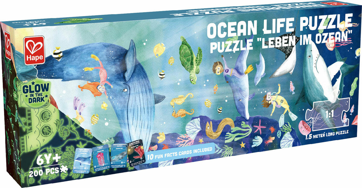 Hape: Ocean Life Puzzle Glowing - 200 pieces