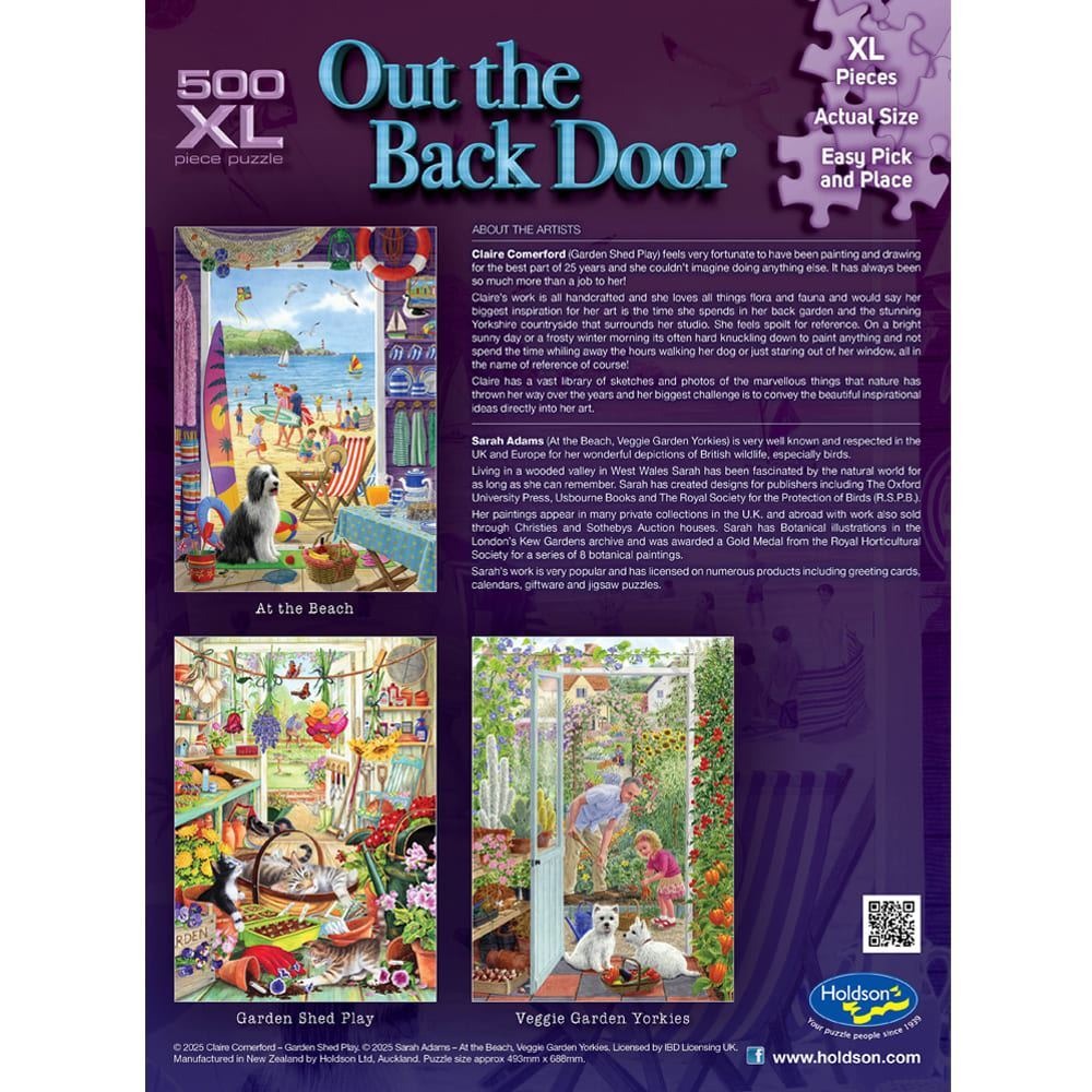 Out the Back Door: 500pc XL Puzzle - Veggie Garden Yorkies